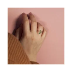 Bague or 375 jaune fleur émeraudes