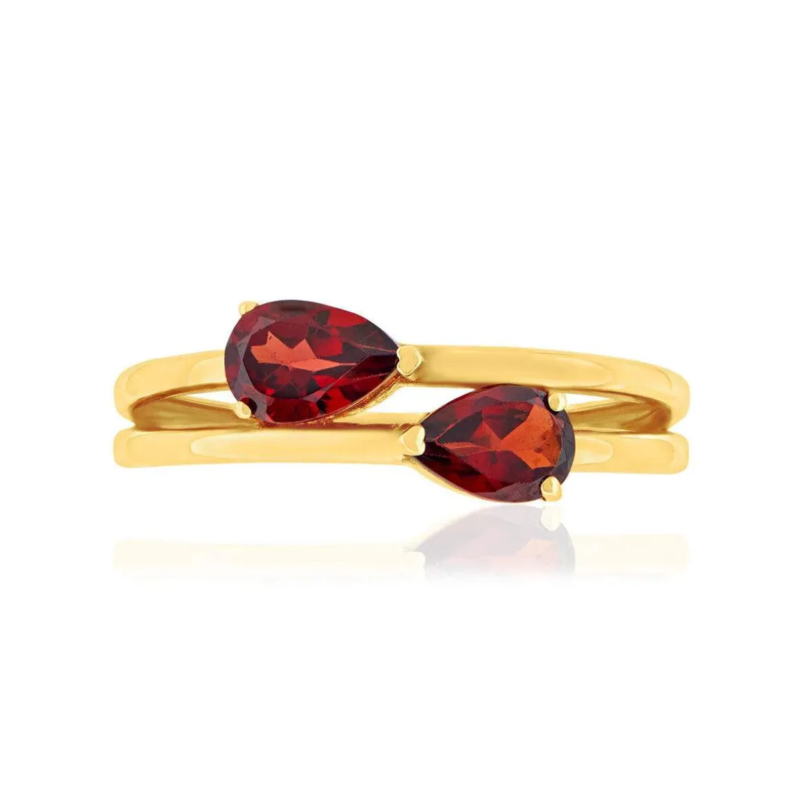 Bague or 375 jaune 2 grenats