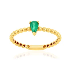 Bague or 375 jaune émeraude