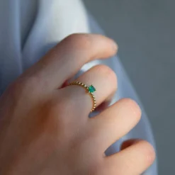 Bague or 375 jaune émeraude