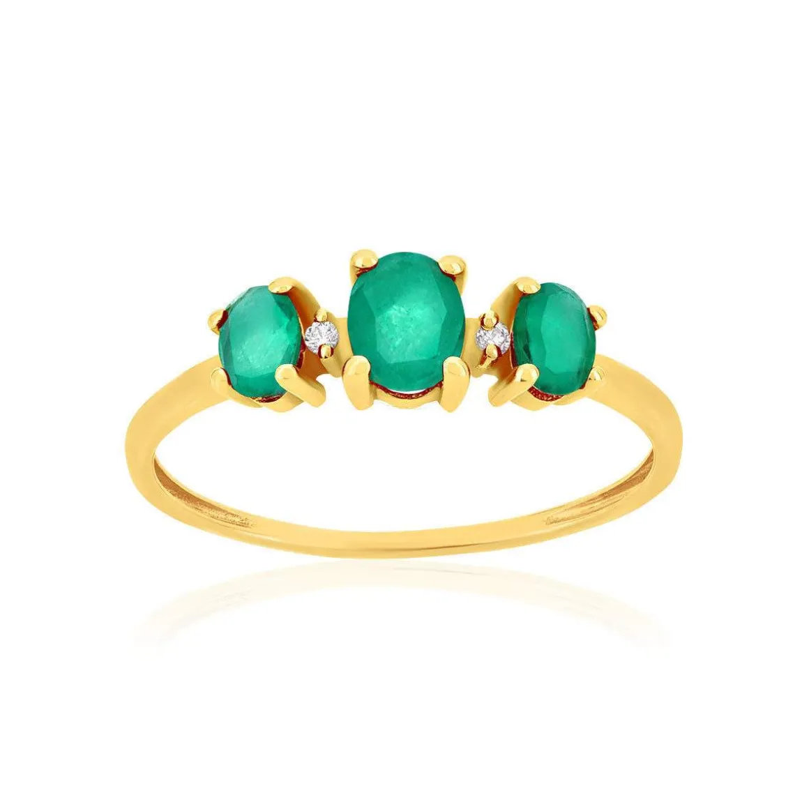 Bague or 375 jaune émeraudes et zirconias