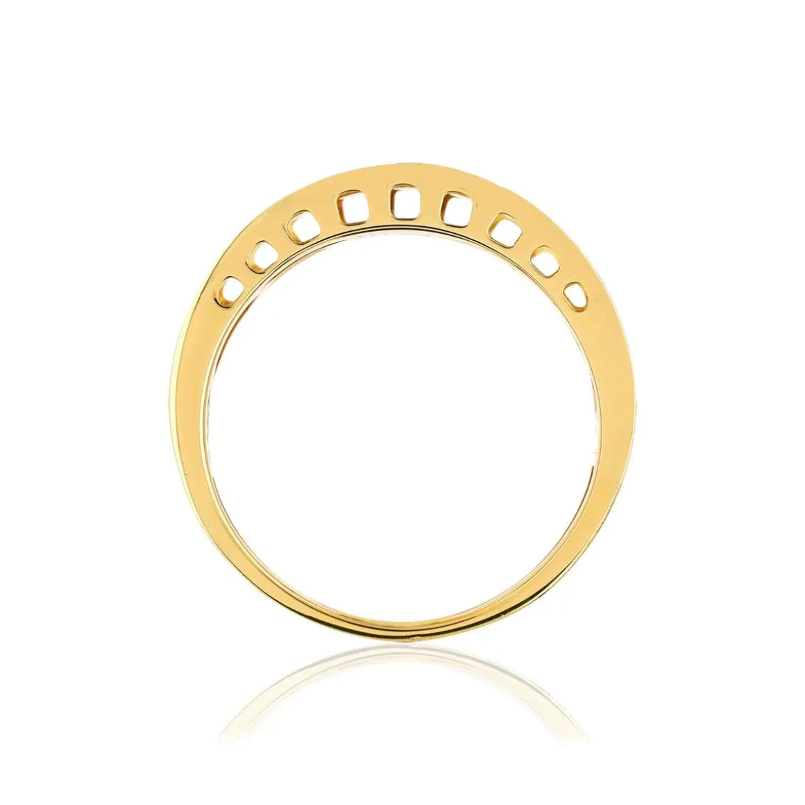 Bague or jaune 375, motif brossé et ciselé.