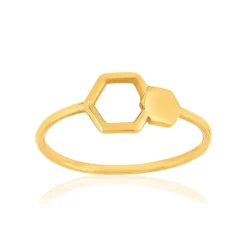 Bague or 375 jaune motif nids d'abeilles