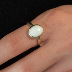 Bague or 375 jaune opale