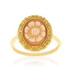 Bague or 375 jaune or camées oranges