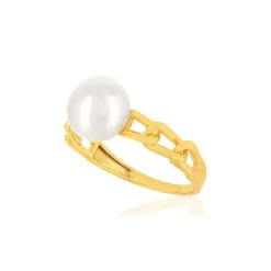 Bague or jaune 375 perle de culture de chine