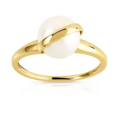Bague or 375 jaune perle de culture de Chine