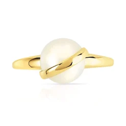 Bague or 375 jaune perle de culture de Chine