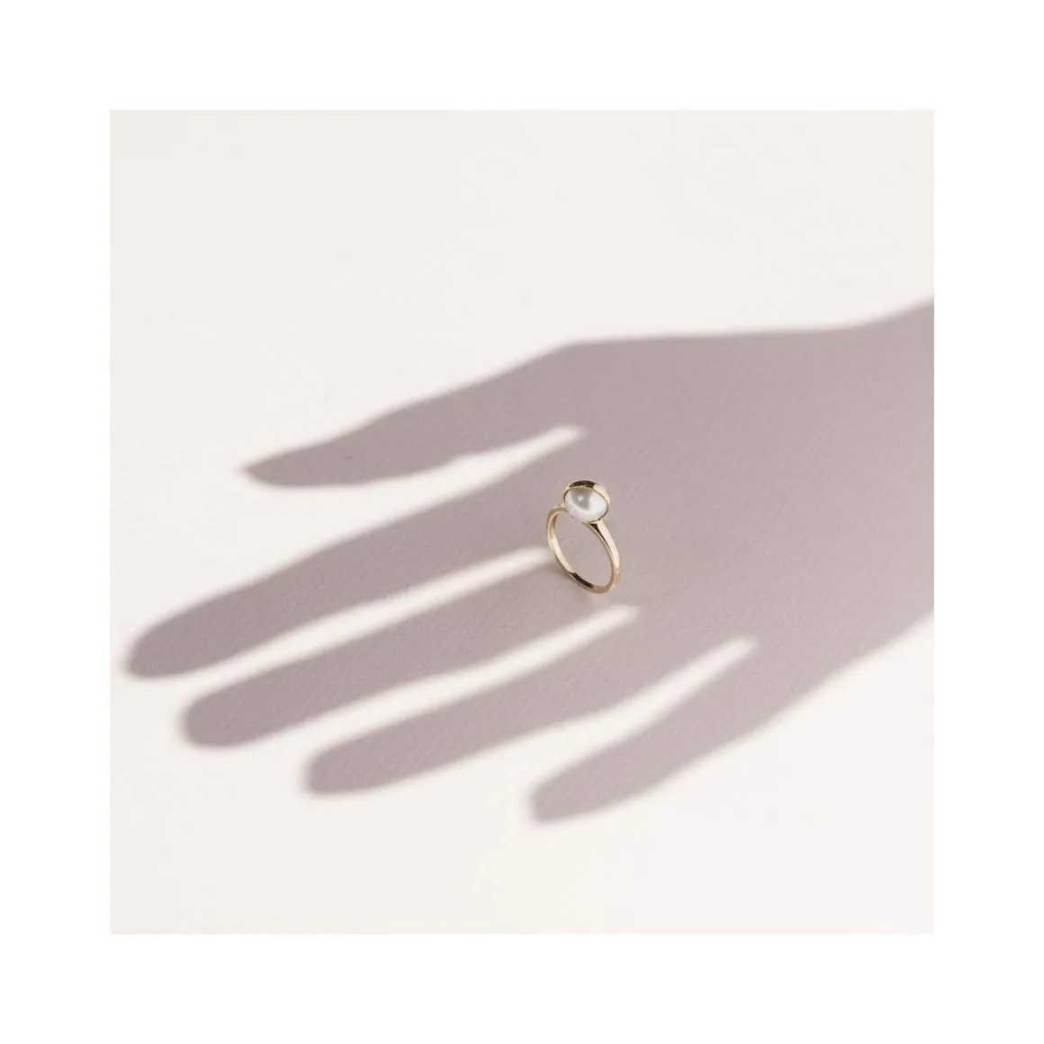 Bague or 375 jaune perle de culture de Chine