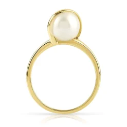 Bague or 375 jaune perle de culture de Chine