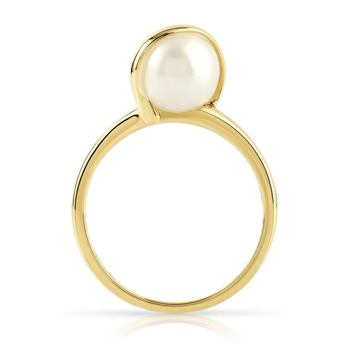 Bague or 375 jaune perle de culture de Chine