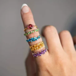 Bague or 375 jaune pierres fines