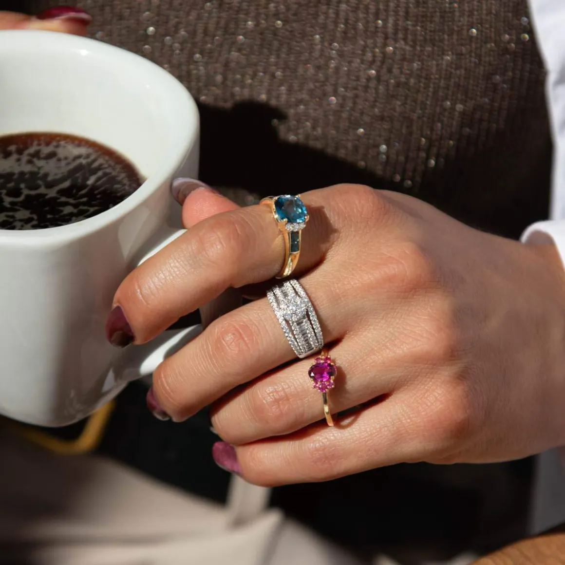 Bague or 375 jaune pierres fines