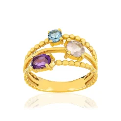 Bague or jaune 375 pierres fines