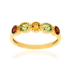 Bague or 375 jaune pierres fines