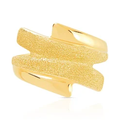 Bague or 750 jaune polie et granité