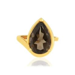 Bague or jaune 750, 1 quartz de 5,31 carats.