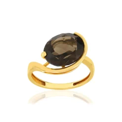 Bague or jaune 750, 1 quartz fumé 4,66 carats.
