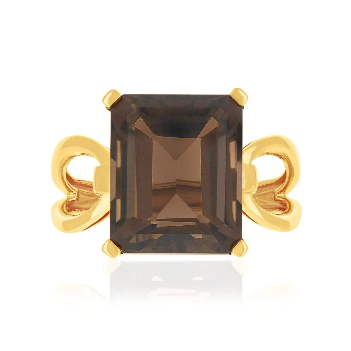 Bague or 375 jaune quartz fumés