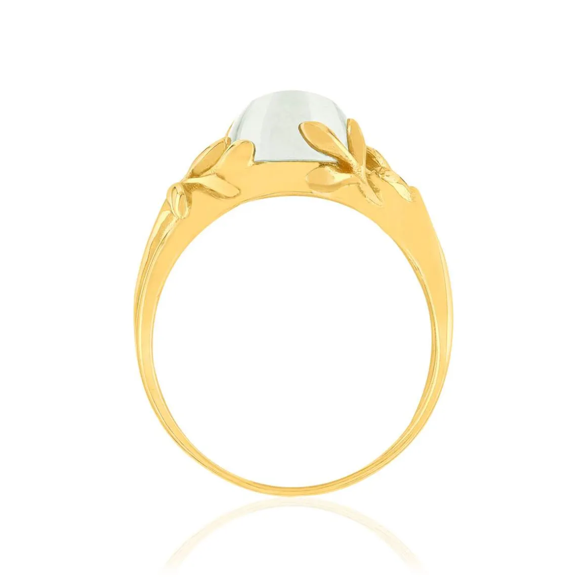 Bague or 375 jaune quartz vert