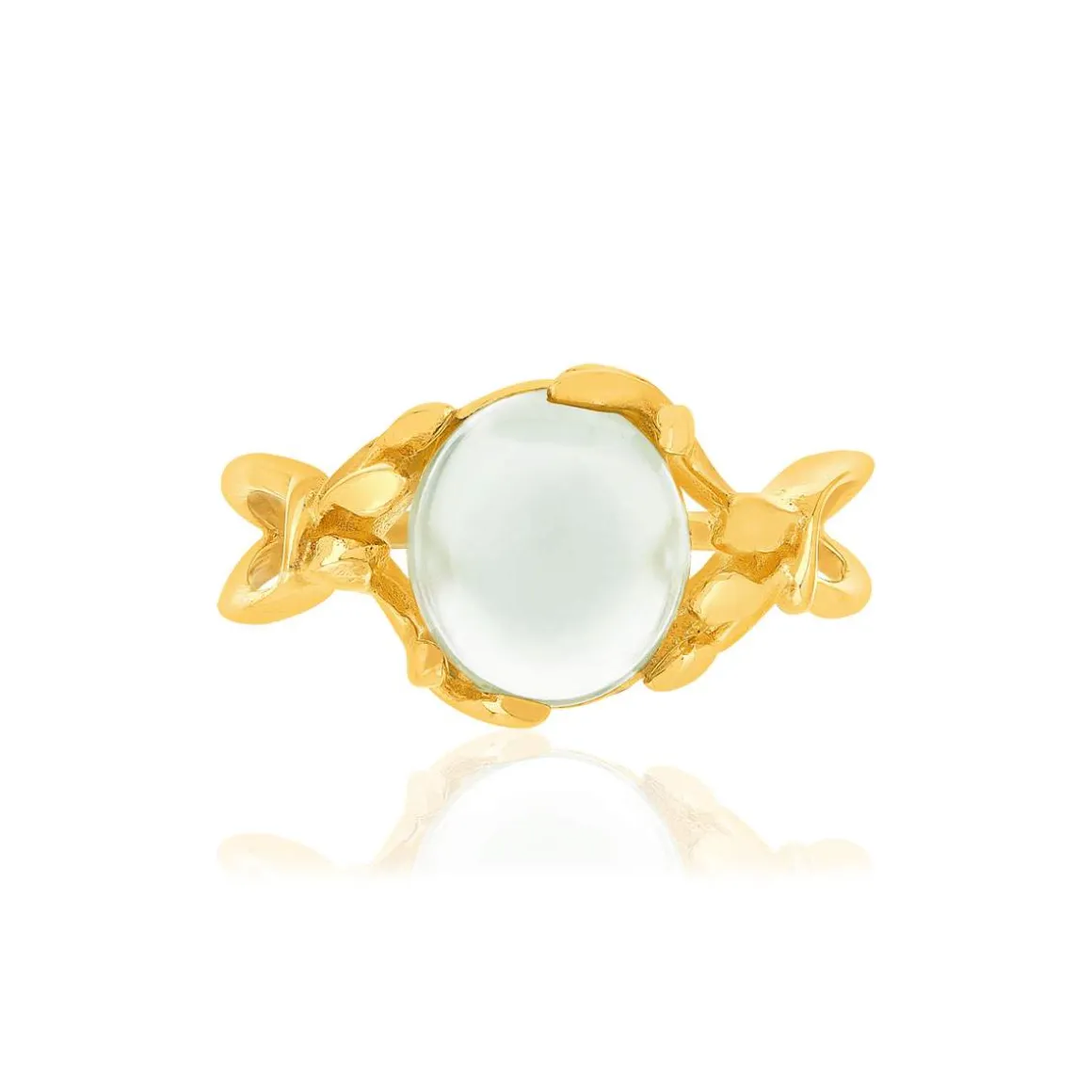 Bague or 375 jaune quartz vert