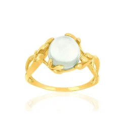 Bague or 375 jaune quartz vert