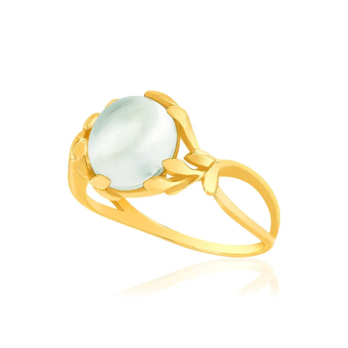 Bague or 375 jaune quartz vert
