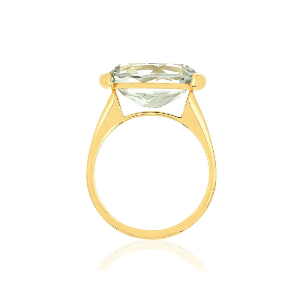 Bague or jaune 750, 1 quartz vert de 4,77 carats