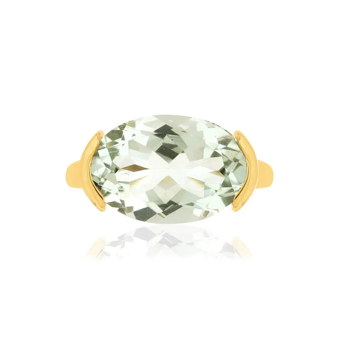 Bague or jaune 750, 1 quartz vert de 4,77 carats