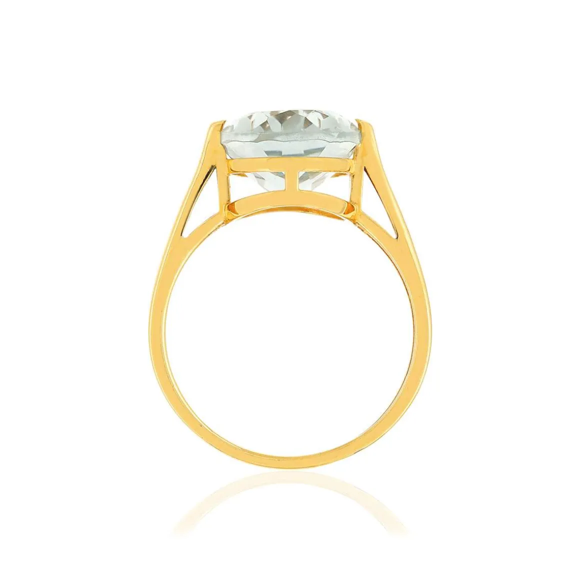 Bague or jaune 750, 1 quartz vert ovale de 5,40 carats.