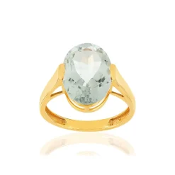 Bague or jaune 750, 1 quartz vert ovale de 5,40 carats.