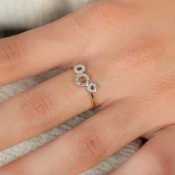 Bague or 375 jaune ronds diamants