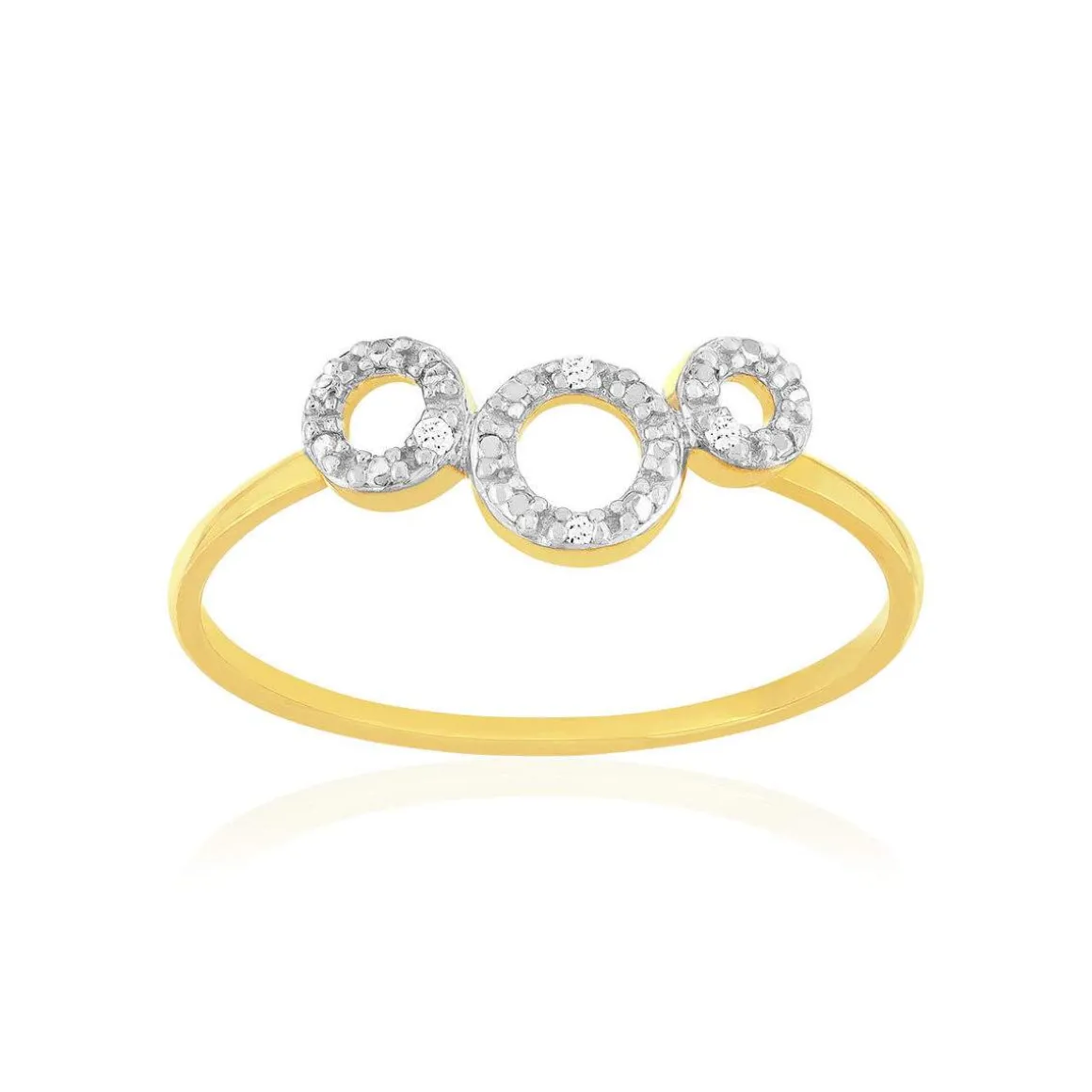 Bague or 375 jaune ronds diamants