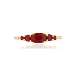 Bague or jaune 375 rubis diamants