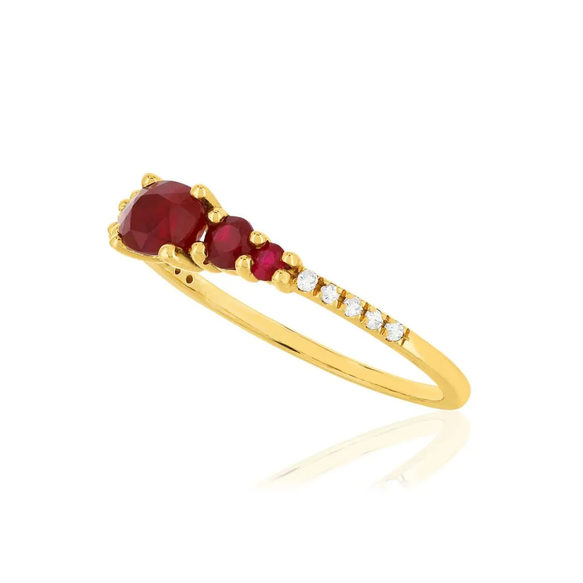 Bague or jaune 375 rubis diamants