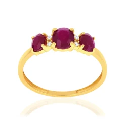 Bague or 750 jaune rubis et diamants