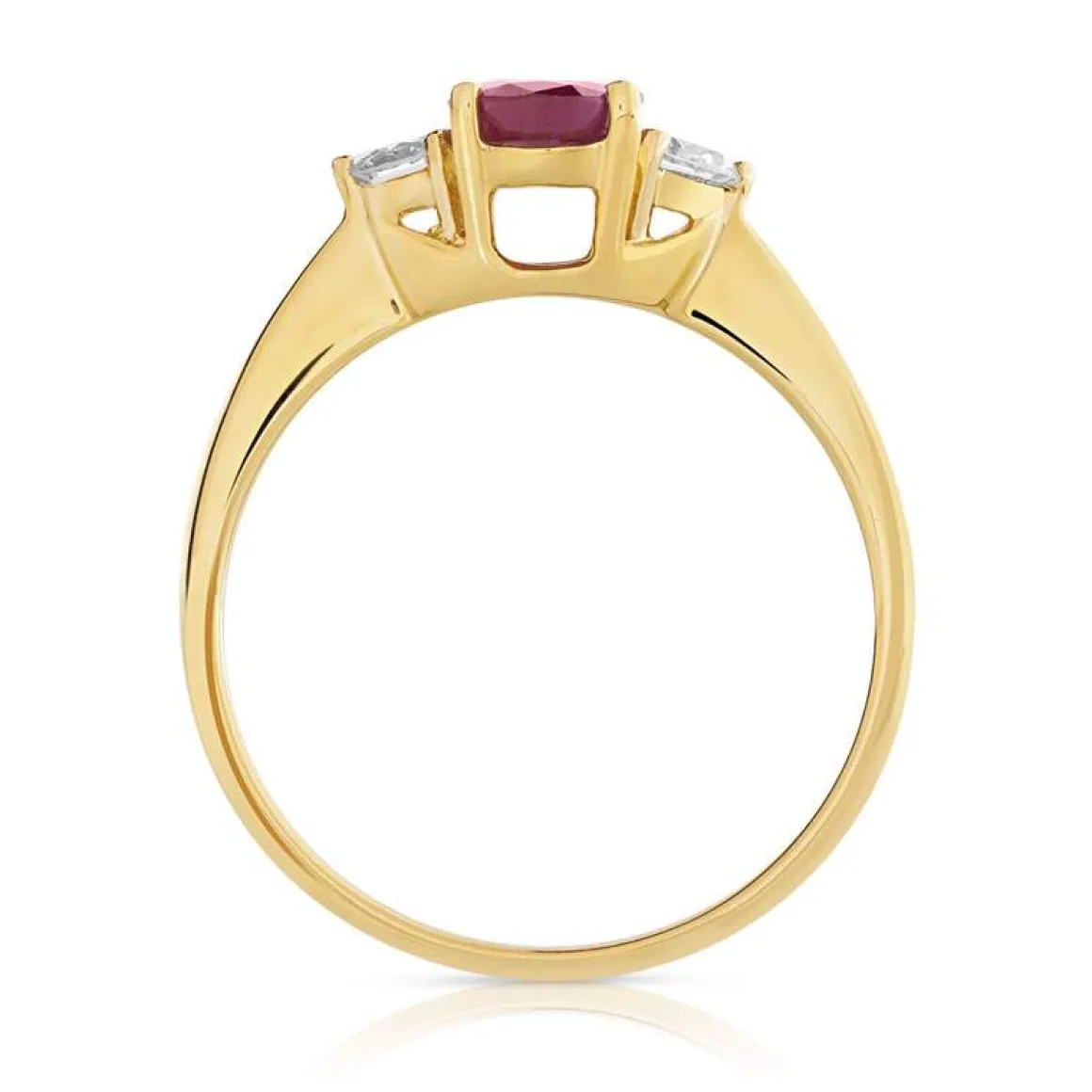 Bague or 750 jaune rubis et diamant