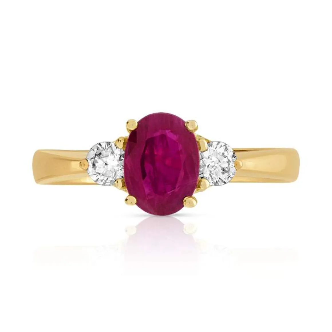 Bague or 750 jaune rubis et diamant