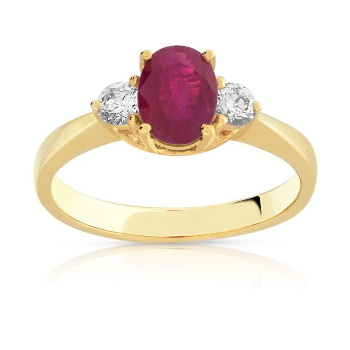 Bague or 750 jaune rubis et diamant
