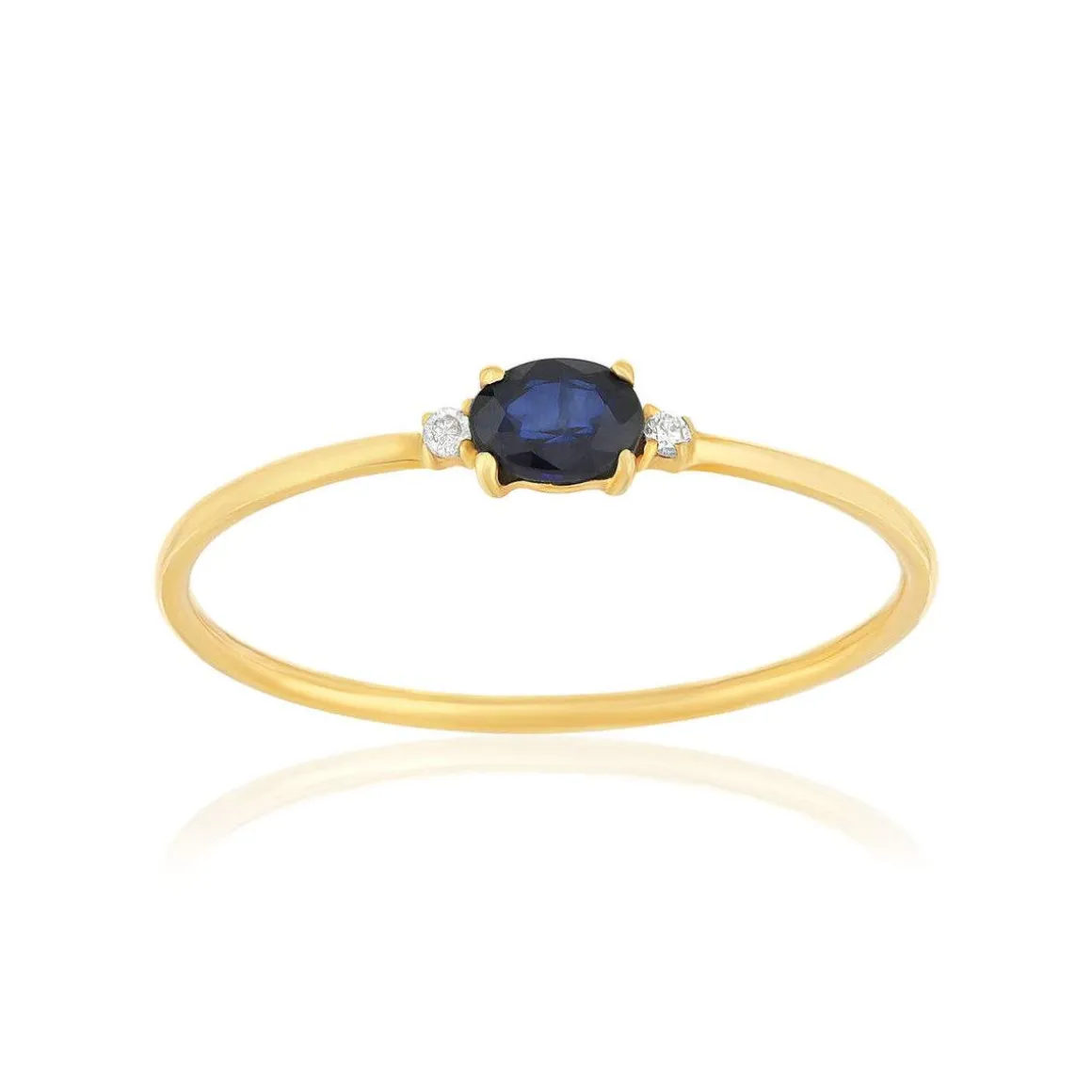 Bague or 375 jaune saphir et diamants
