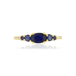 Bague or jaune 375 saphirs diamants