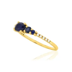 Bague or jaune 375 saphirs diamants