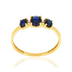Bague or 750 jaune saphirs et diamants