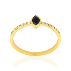 Bague or 750 jaune saphirs et diamants