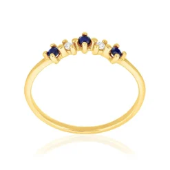 Bague or 375 jaune saphirs et zirconias