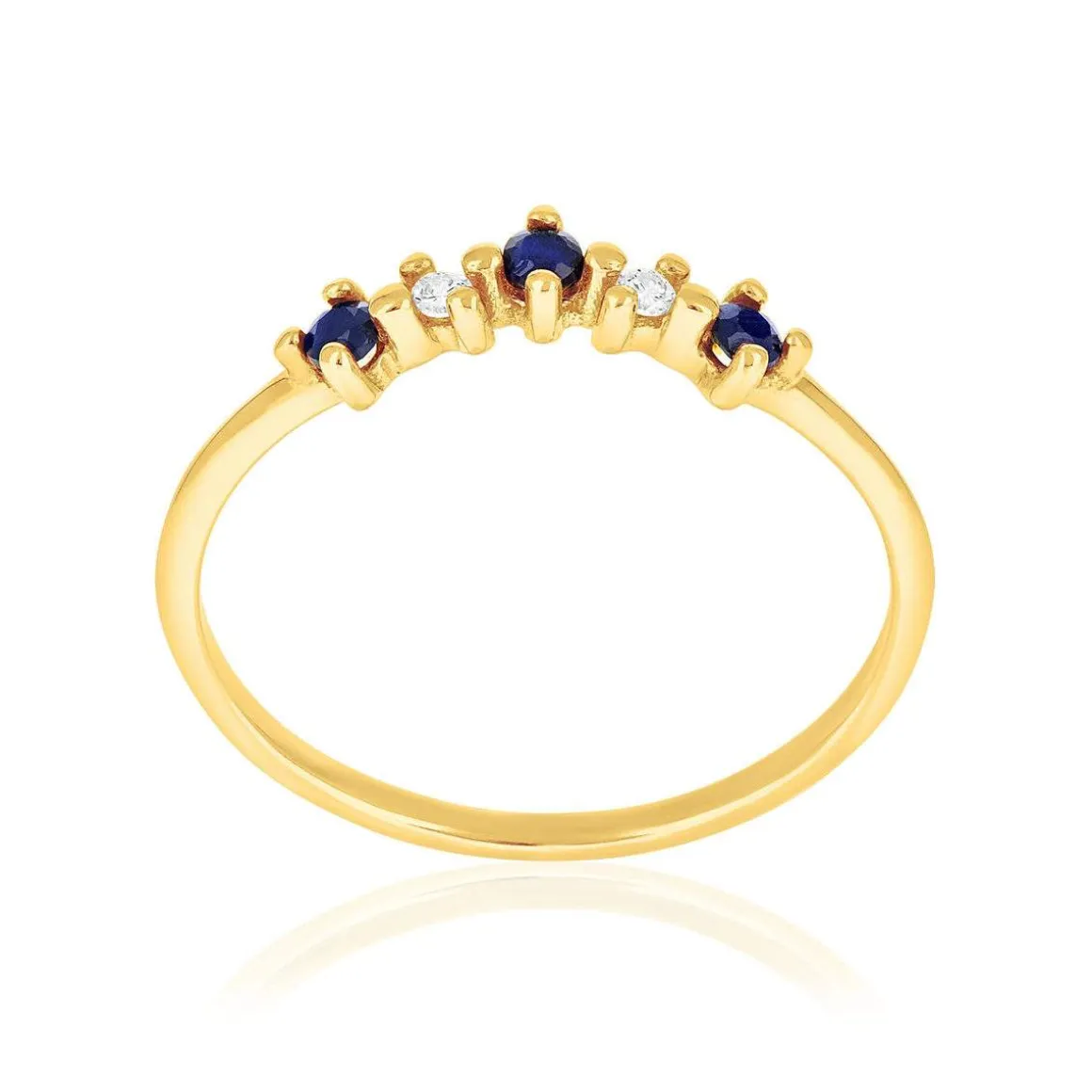 Bague or 375 jaune saphirs et zirconias