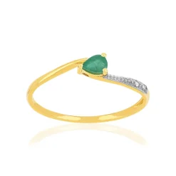 Bague or 375 jaune 2 tons emeraude