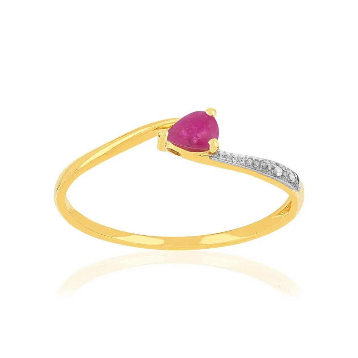 Bague or 375 jaune 2 tons rubis