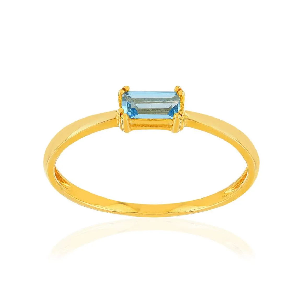Bague or 375 jaune topaze bleue traitée