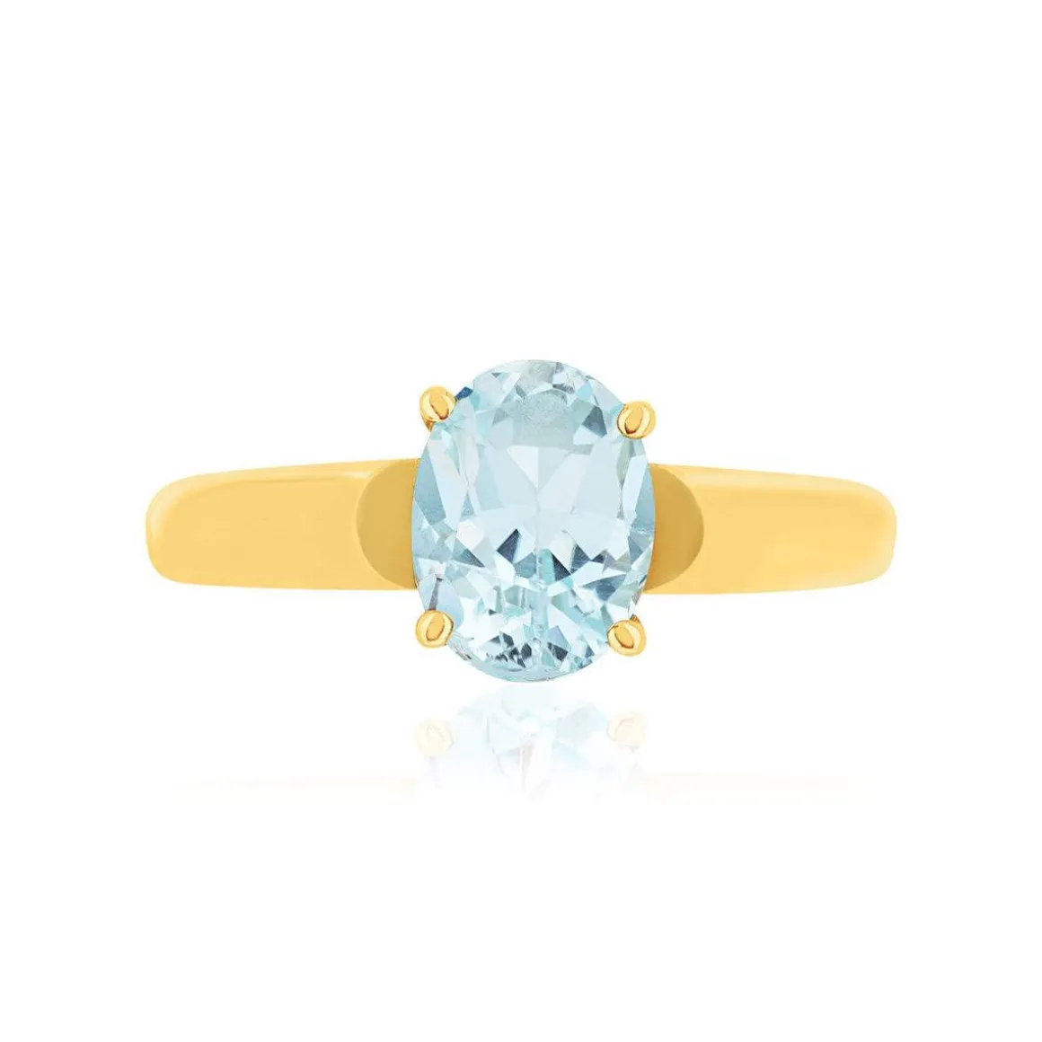 Bague or 375 jaune topaze bleue traitée